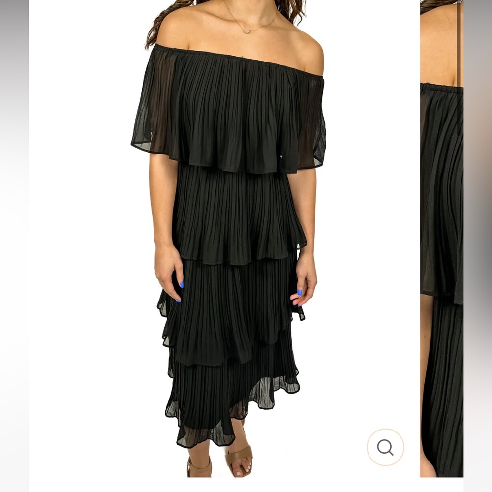 JUST ME BLACK TIERED RUFFLED DRESS - Picture 2 of 5